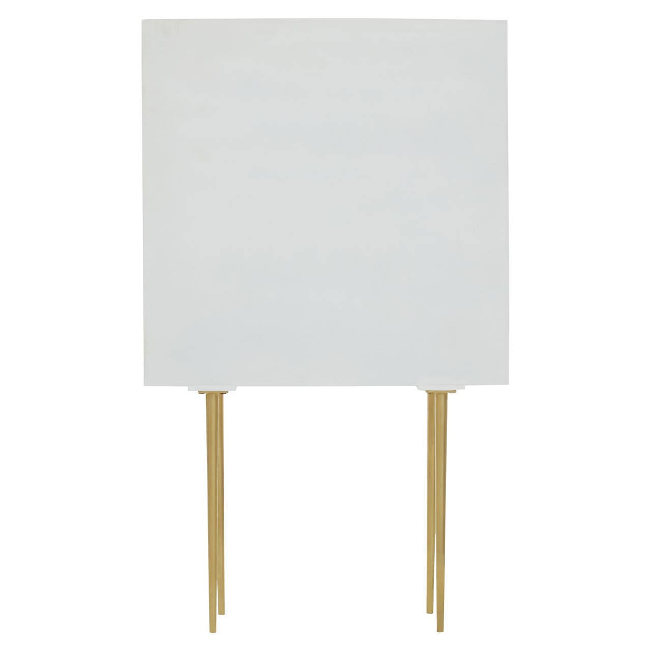 Cream finish cabinet made of mango wood featuring two doors and sleek gold legs, designed for modern home decor
