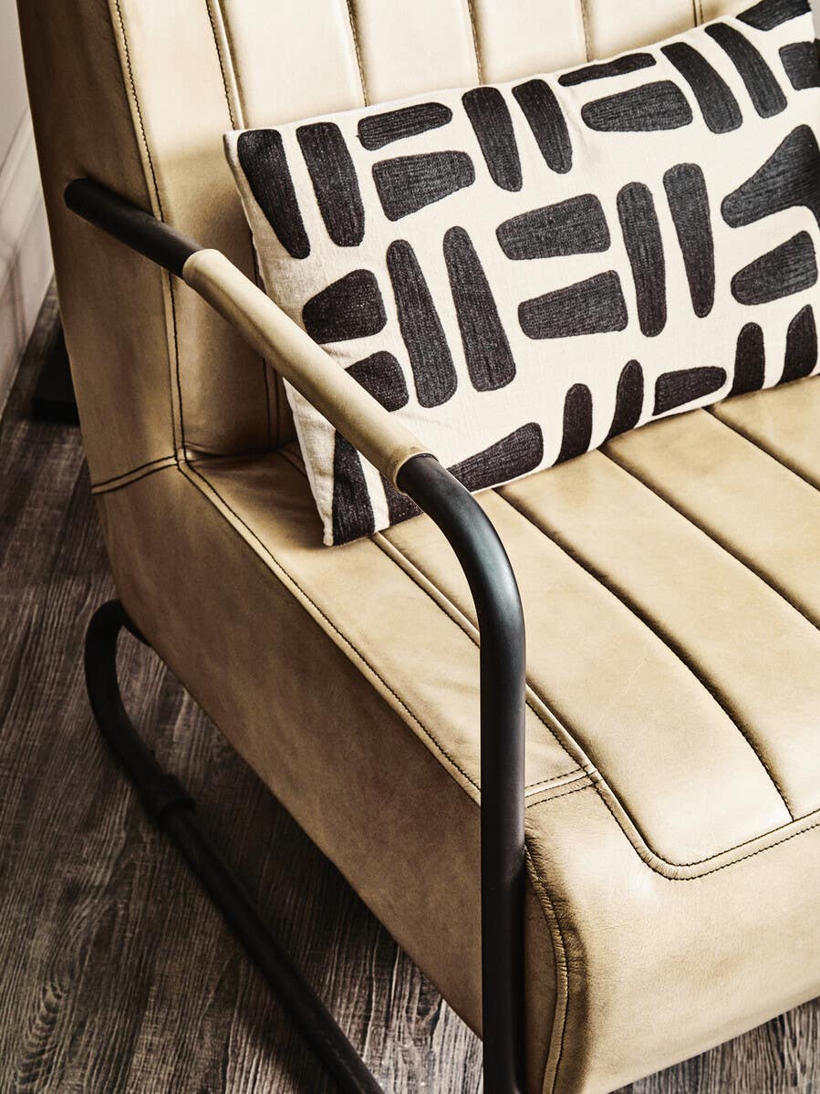 Luxe Grey Leather Accent Chair