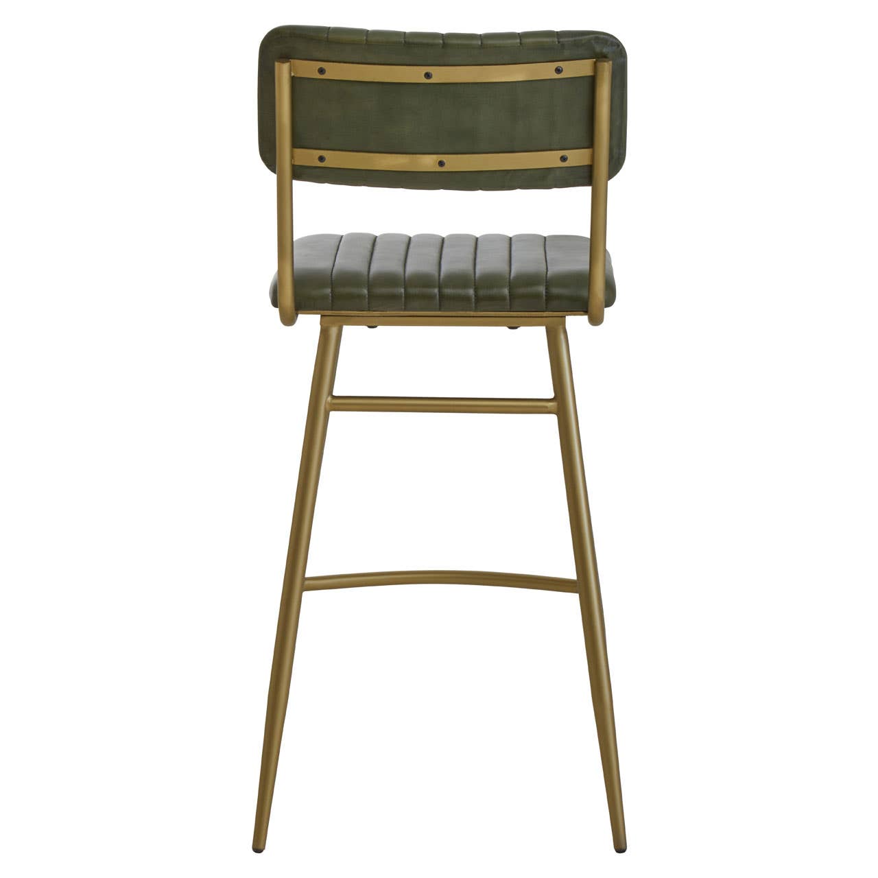 Luxe Green Leather Bar Chair