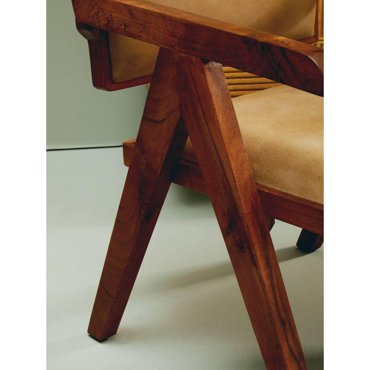 Natural Leather Modern Armchair