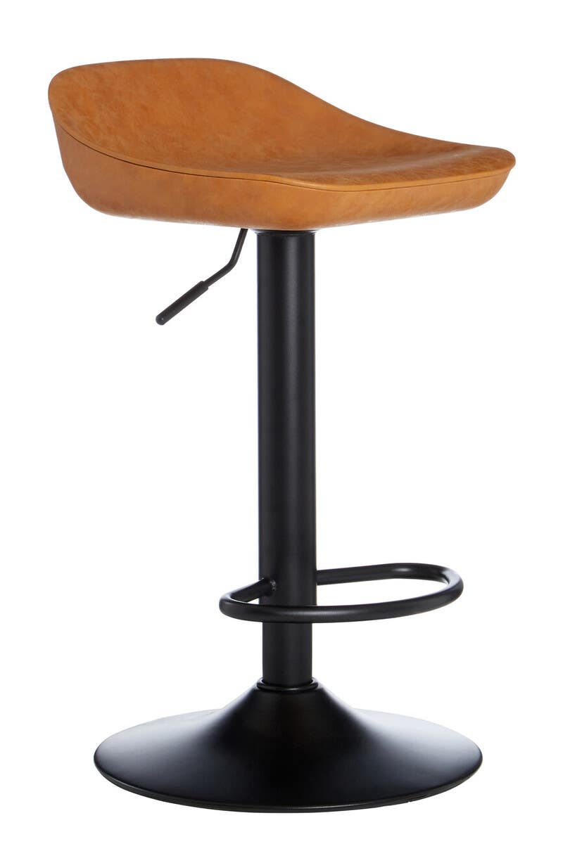 Modern Camel Leather Bar Stools
