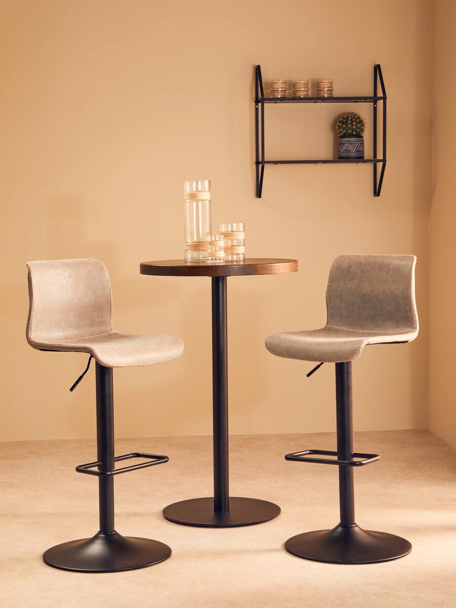 Modern Ash Leather Bar Stools