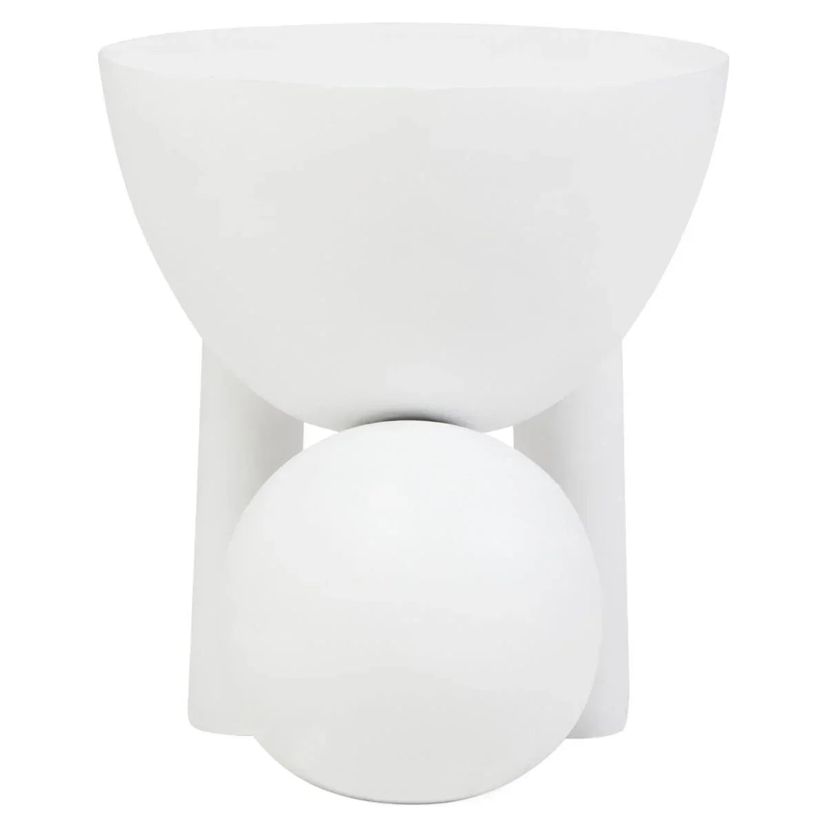 White ceramic planter with geometric modern design and matte finish, front view