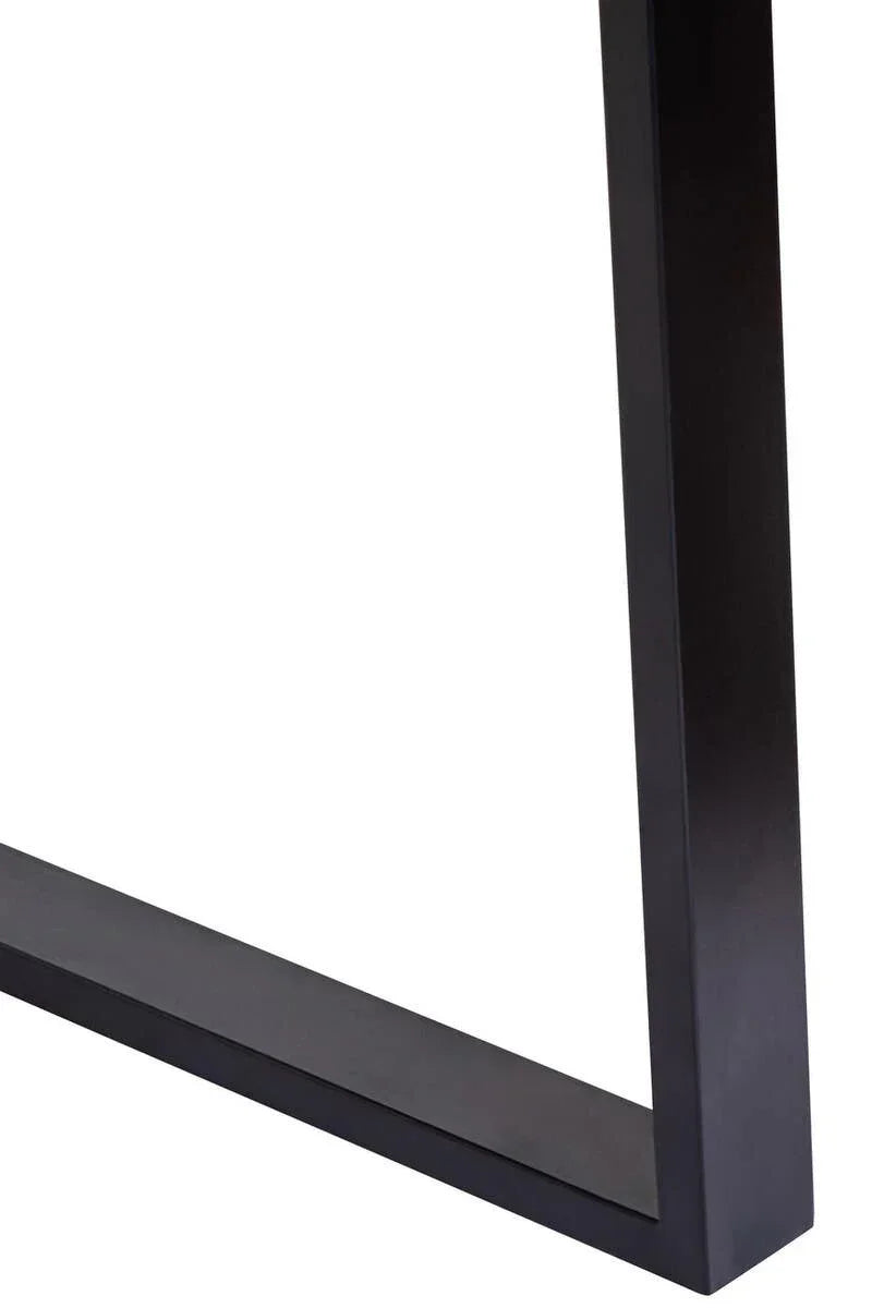 Black metal table leg with clean square lines against a white background