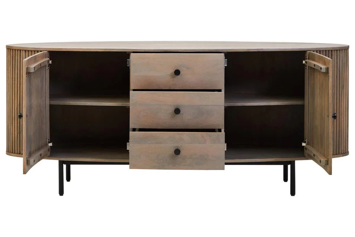Grey Mango Wood Sideboard with Drawers and Doors - Torello Collection
