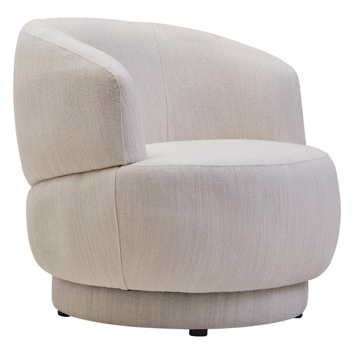 Modern Ivory Linen Curved Chair