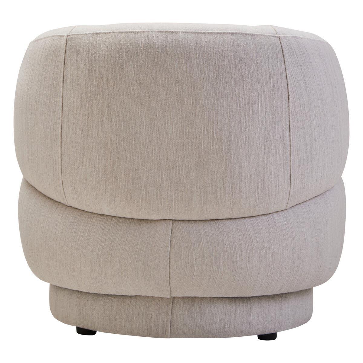 Modern Ivory Linen Curved Chair