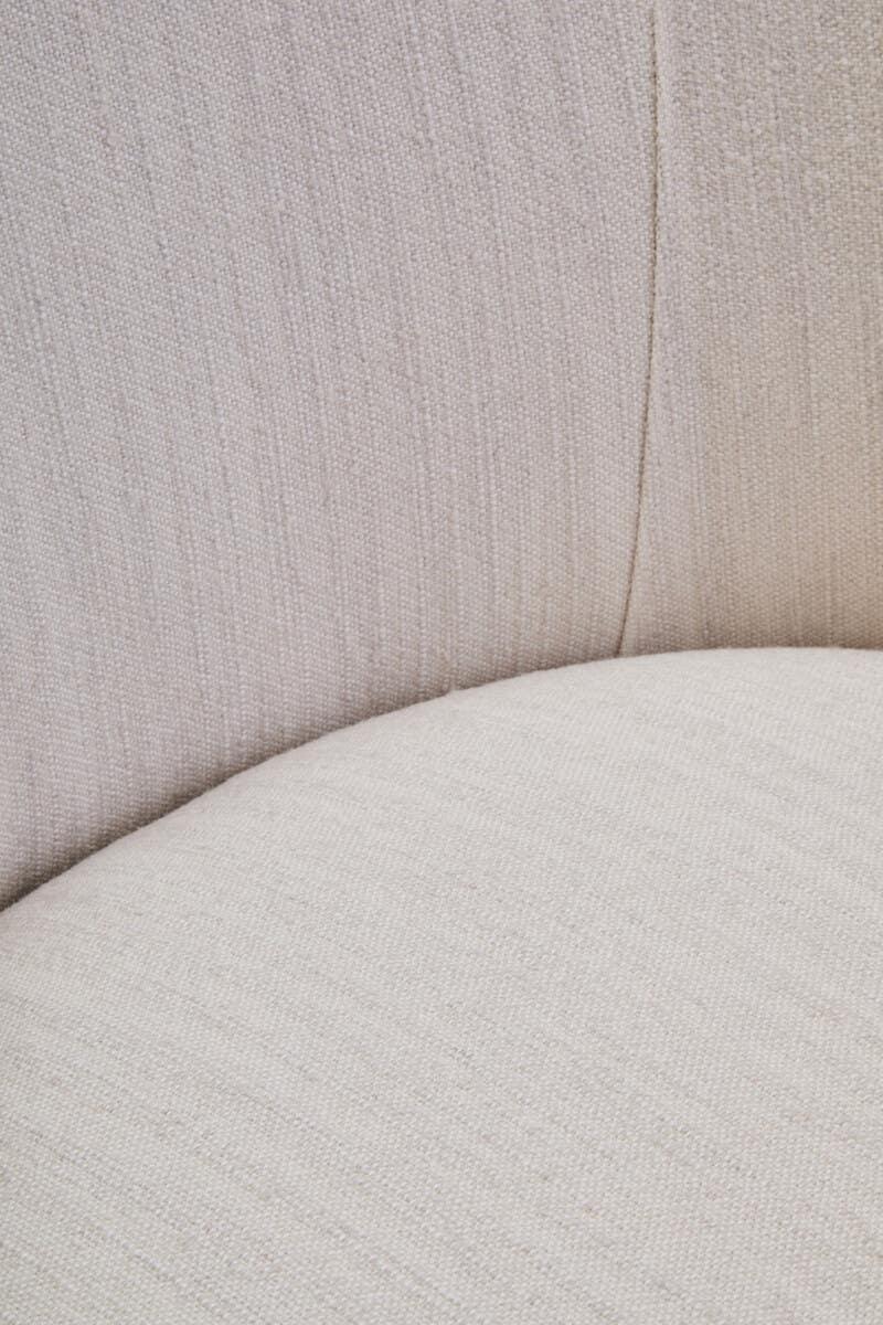 Modern Ivory Linen Curved Chair