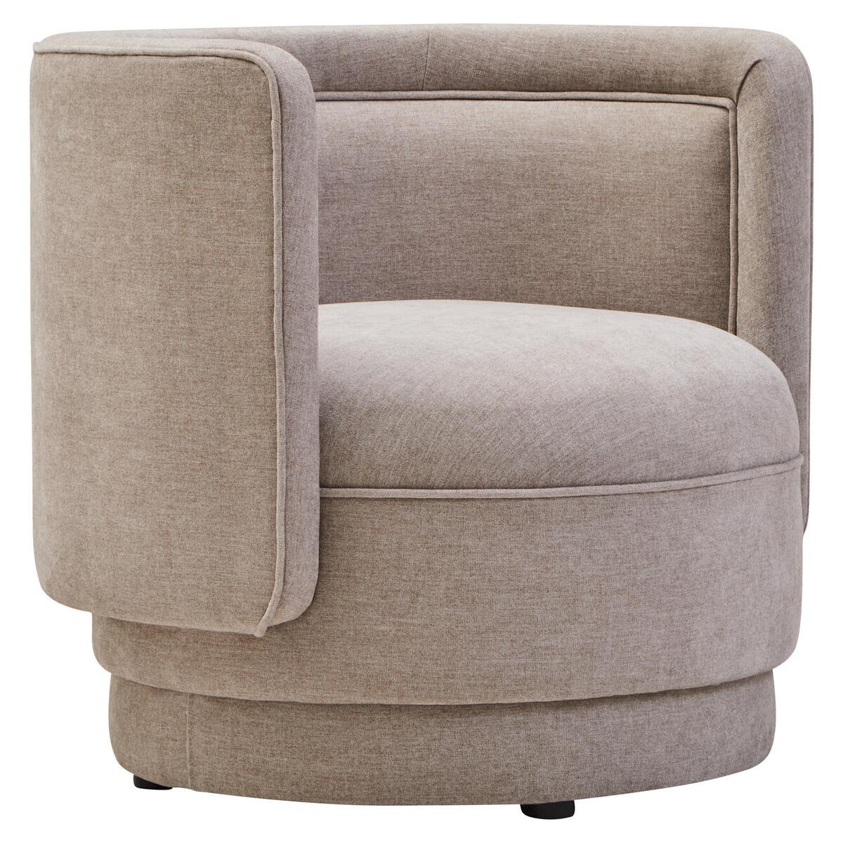 Plush Taupe Chenille Curved Chair