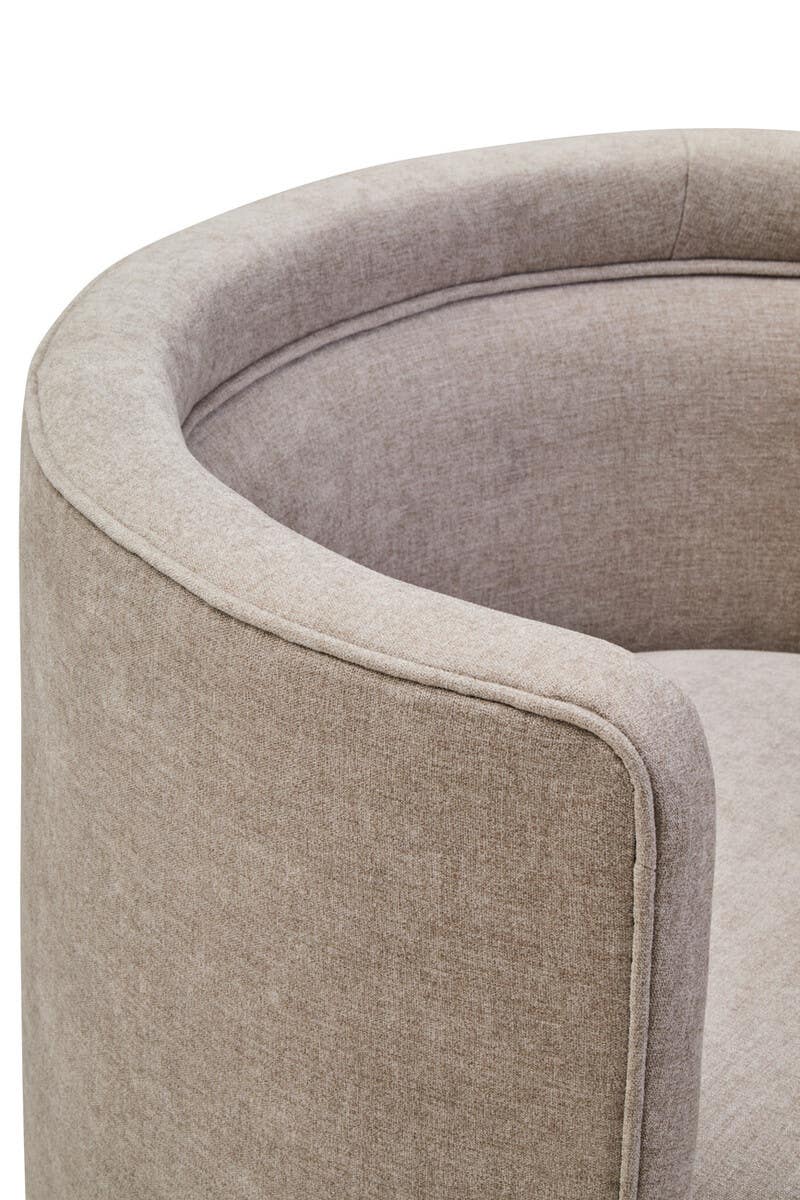 Plush Taupe Chenille Curved Chair