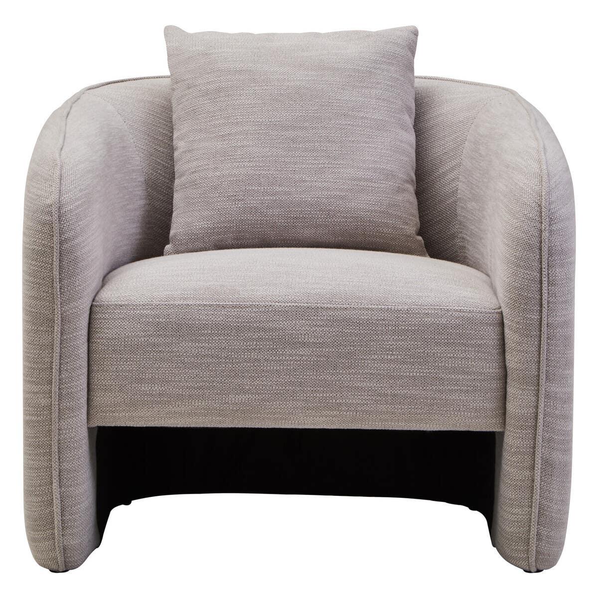 Sleek Grey Curved Accent Chair