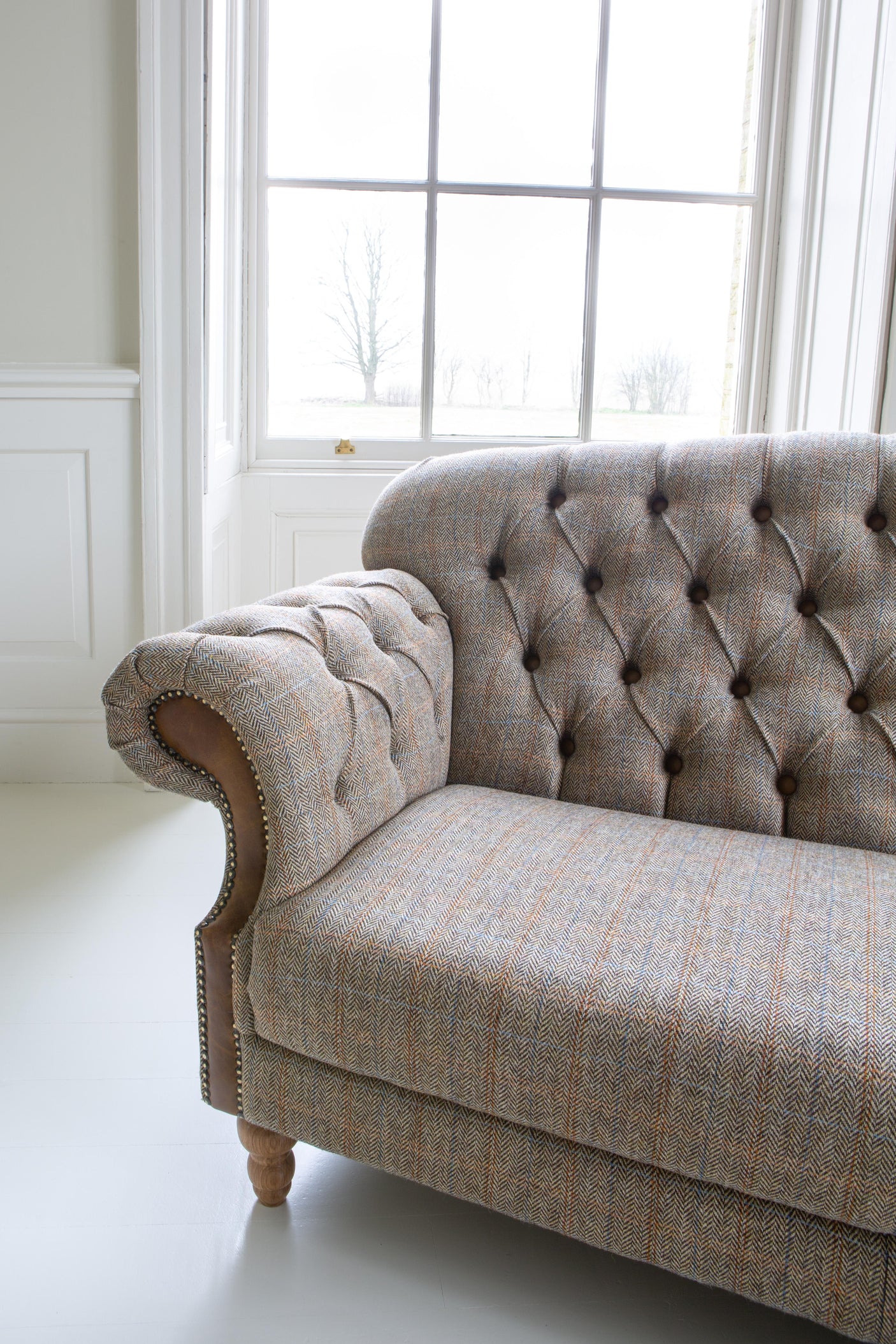 Haworth 3 seater Sofa in Hunting Lodge Tweed with Medium Oak Legs New 2024
