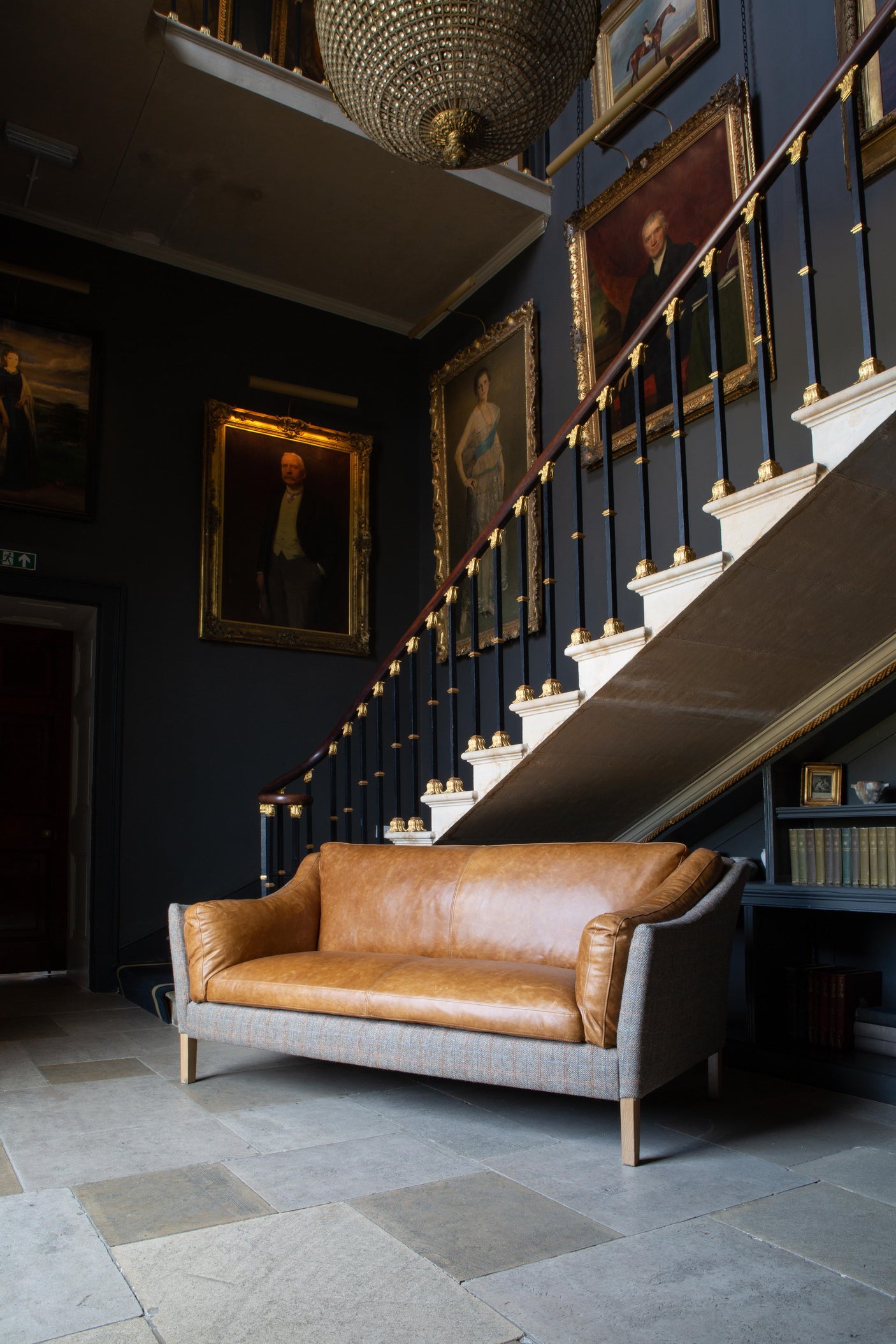 Malone Large 2 Seater HTW & Brown Tan Leather