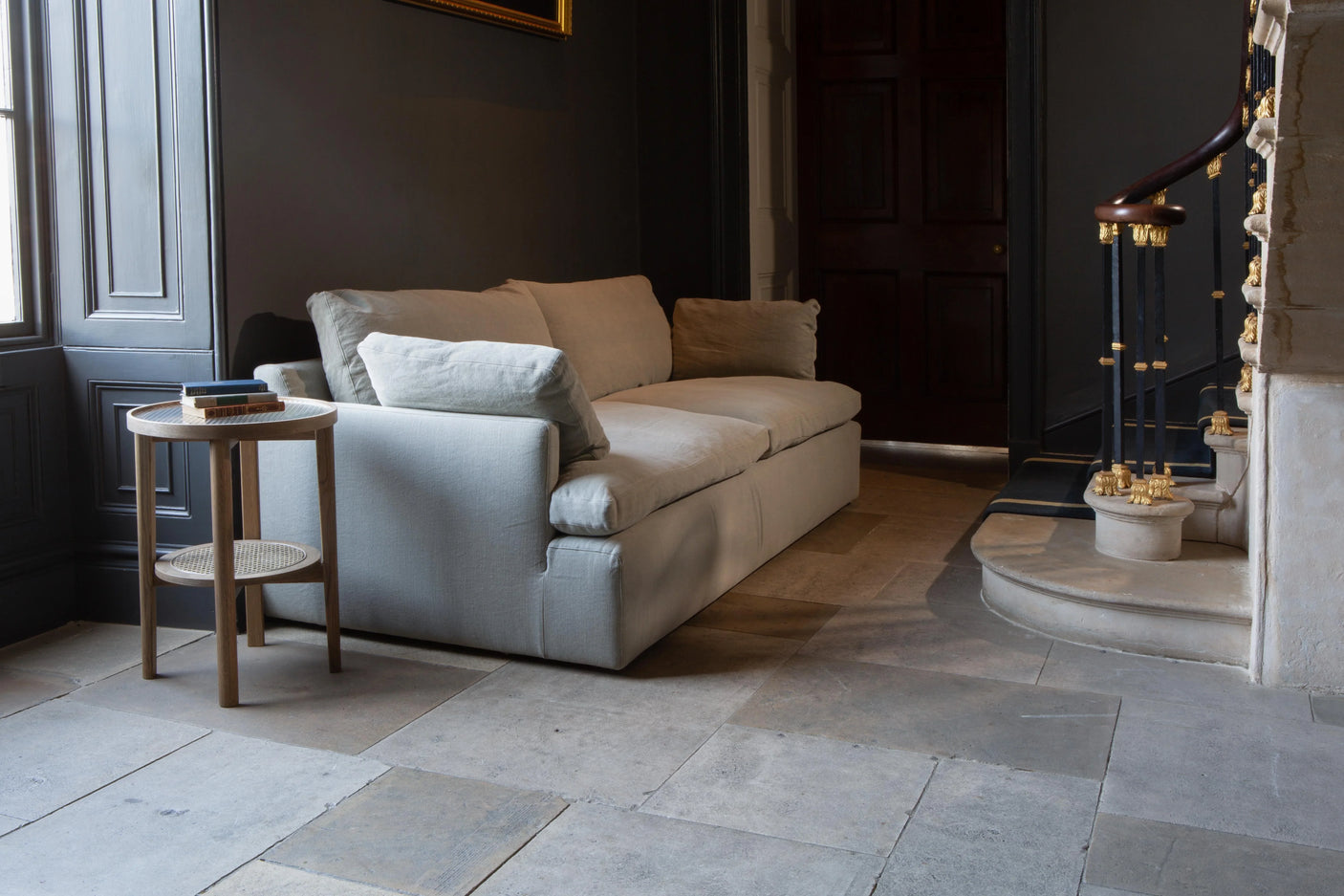 Ronnie 2 Seater Sofa in Khaki Linen Fabric