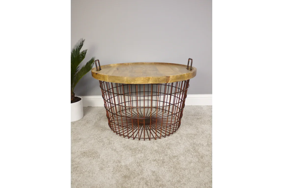 Basket With Wood Lid - 5868