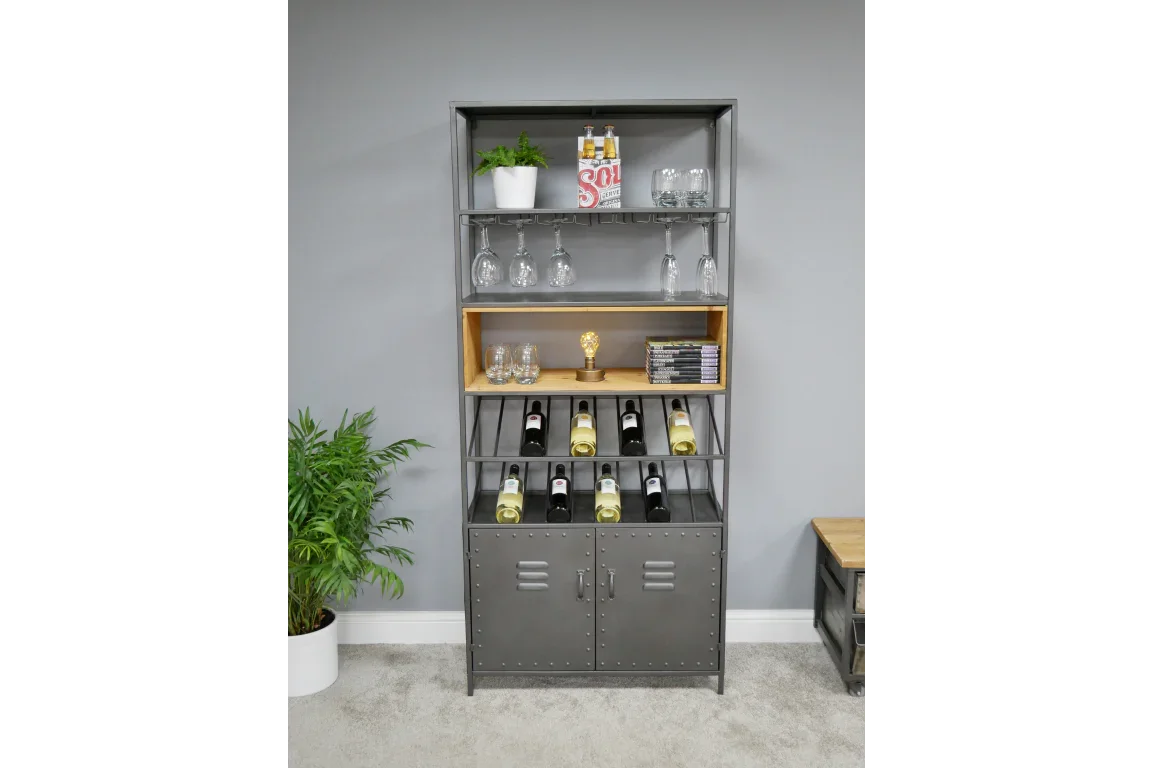 Retro Industrial Wine Cabinet - 5987