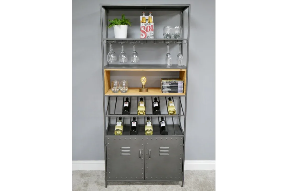 Retro Industrial Wine Cabinet - 5987
