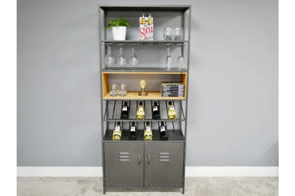 Retro Industrial Wine Cabinet - 5987