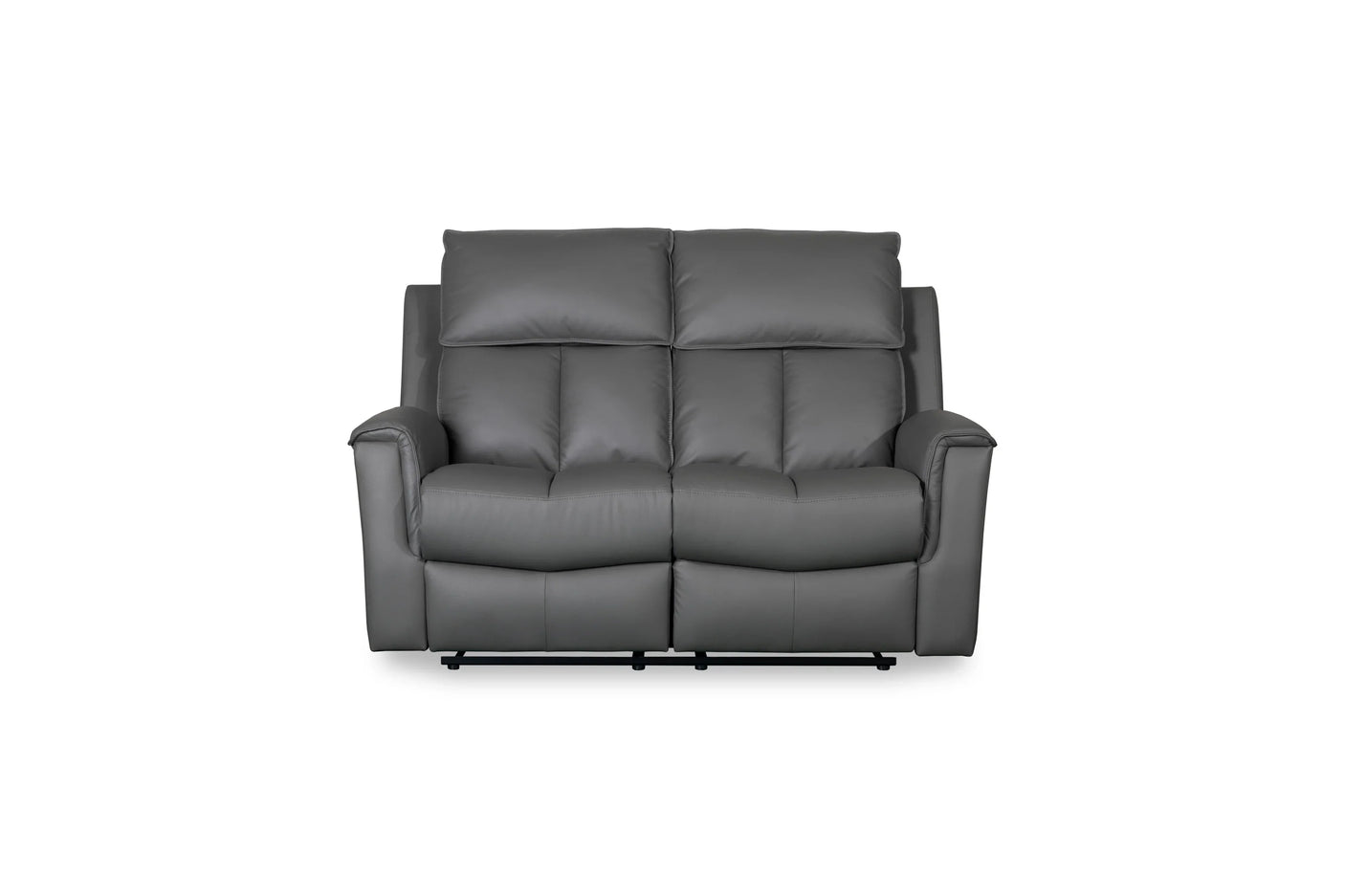 Bergamo Leather 2 Seater Recliner Sofa-Dark Grey