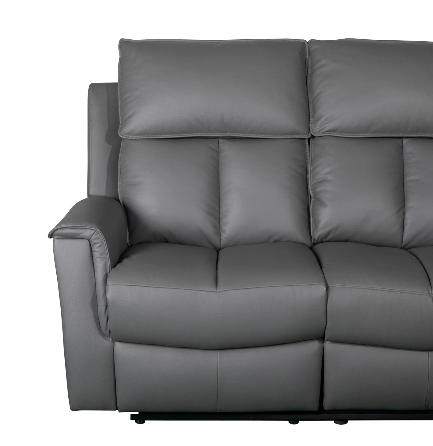 Bergamo Leather 2 Seater Recliner Sofa-Dark Grey