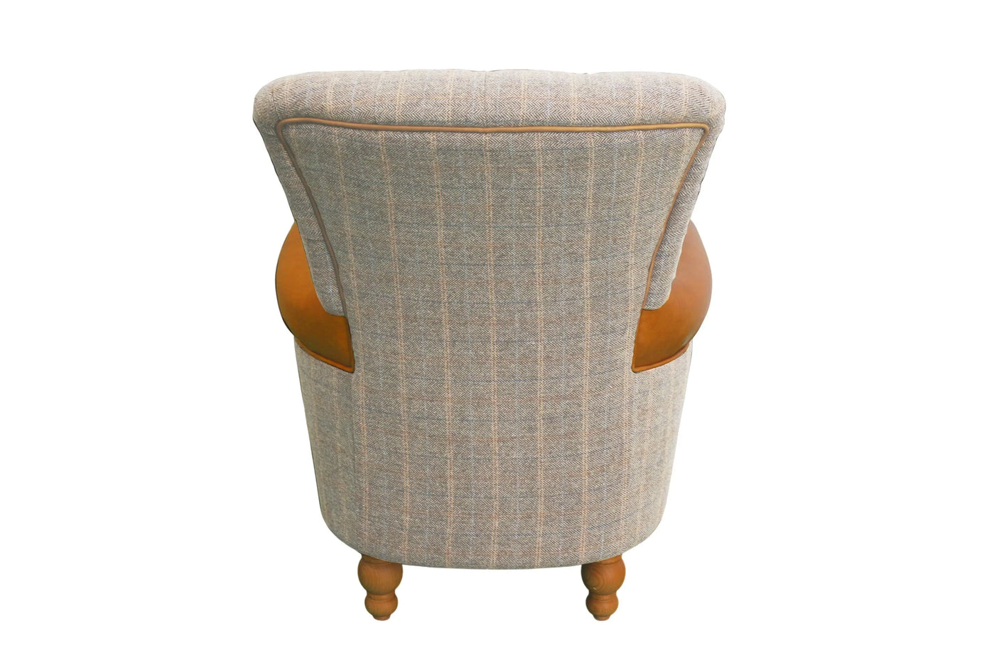 Westminster Armchair in Harrington Tweed (Fellwood Lodge) and Tan leather Trims