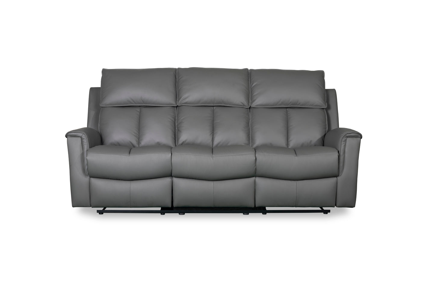 Bergamo Leather 3 Seater Recliner Sofa-Dark Grey