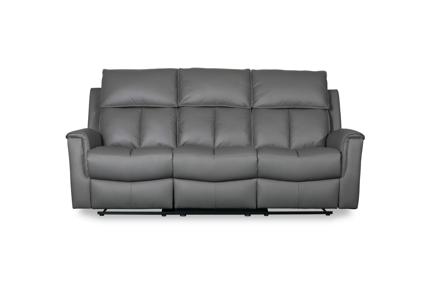 Bergamo Leather 3 Seater Recliner Sofa-Dark Grey