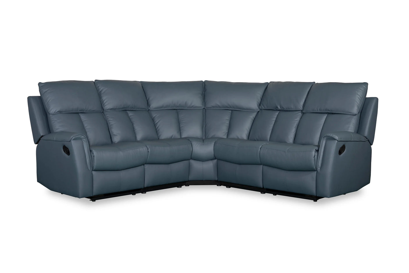 Bergamo Leather Recliner Corner Sofa-Blue Grey