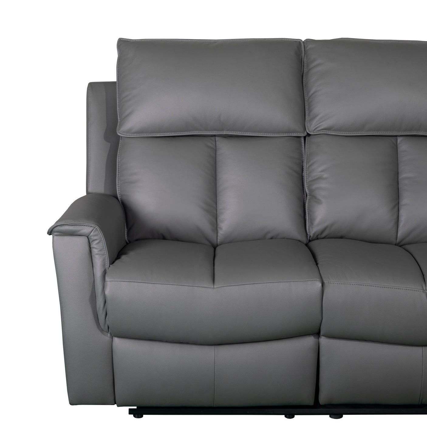 Bergamo Leather Recliner Corner Sofa-Dark Grey