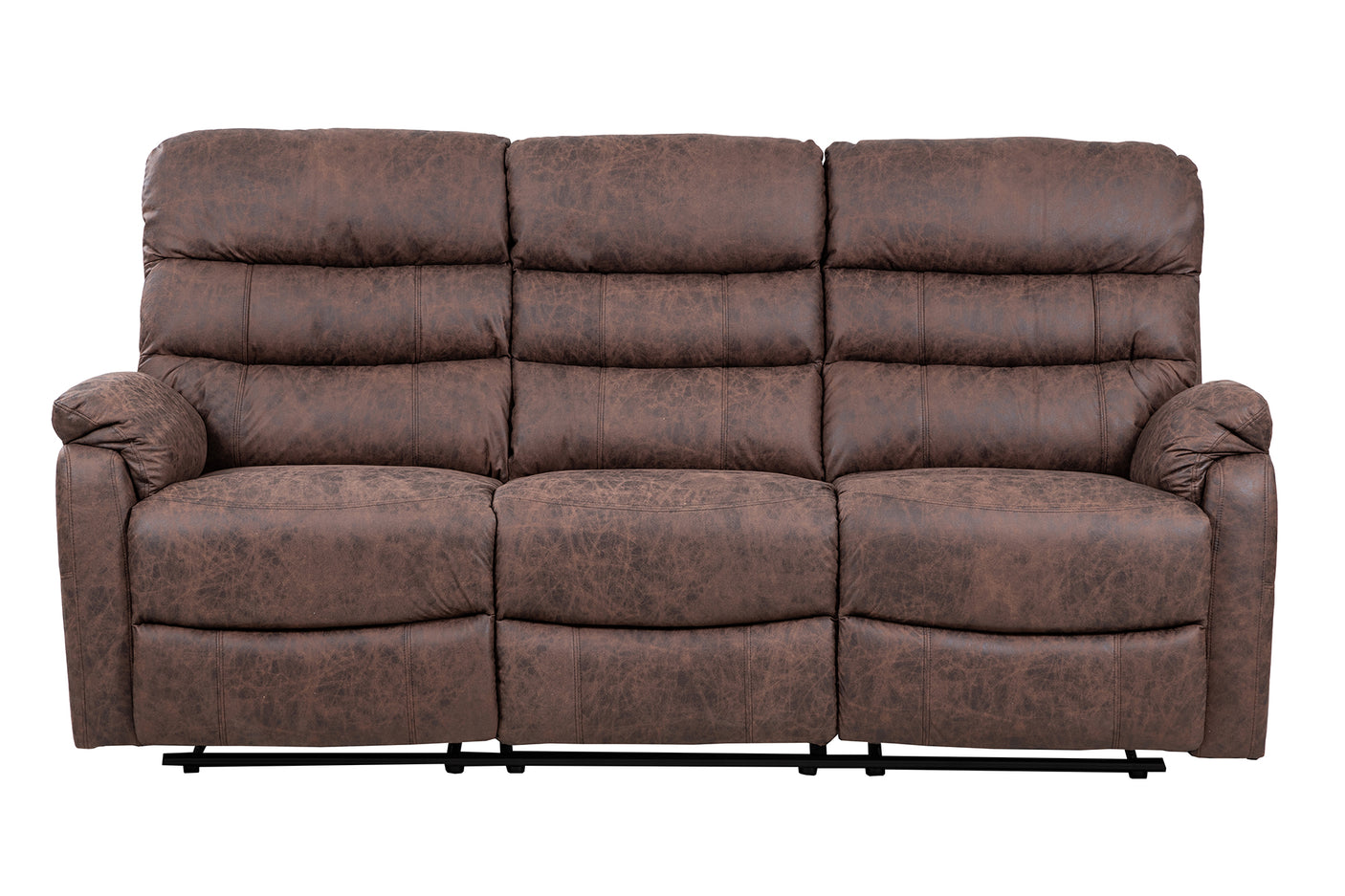 Taylor 3 Seater Recliner-Leather Air-Antique Brown Rub Off