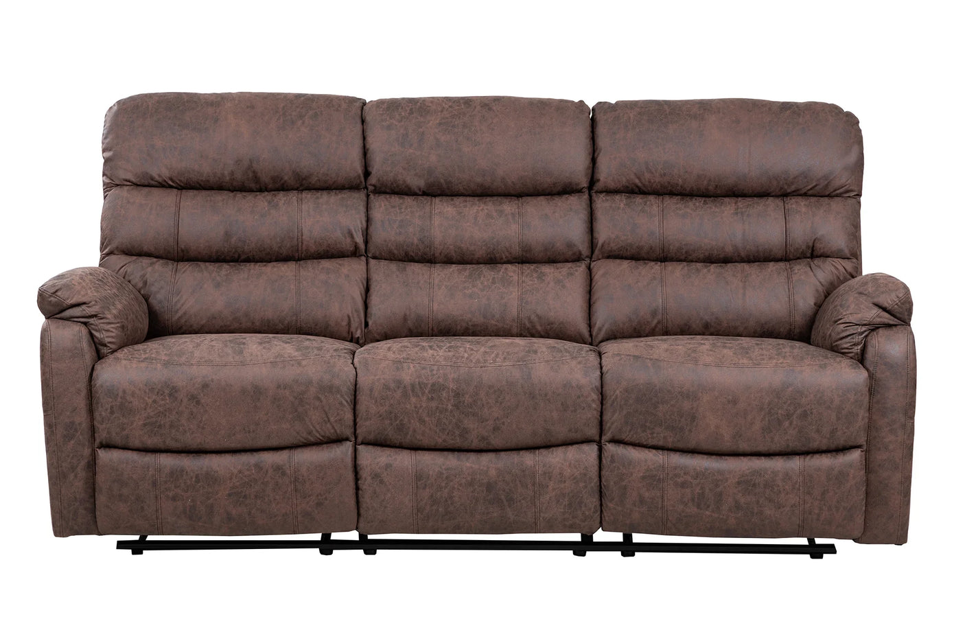 Taylor 3 Seater Recliner-Leather Air-Antique Brown Rub Off