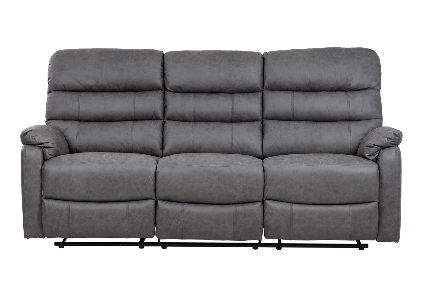 Taylor 3 Seater Recliner-Leather Air-Antique Grey Rub Off