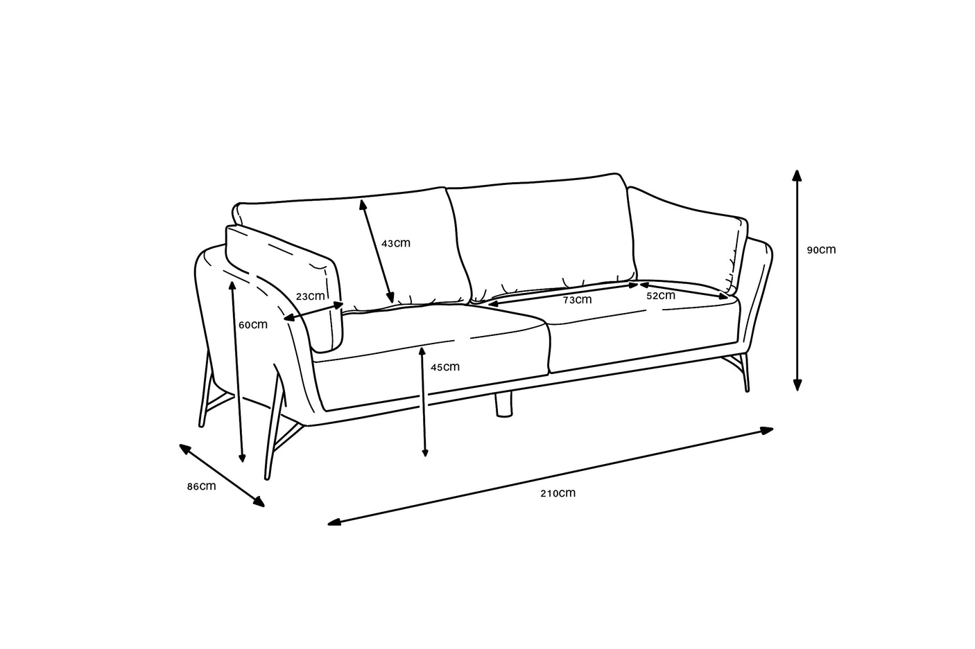 Hilton 3 Seater Sofa - Light Grey *special*