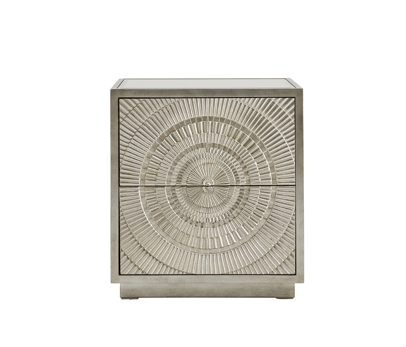 Frenso 2 Drawer Side Table-Silver