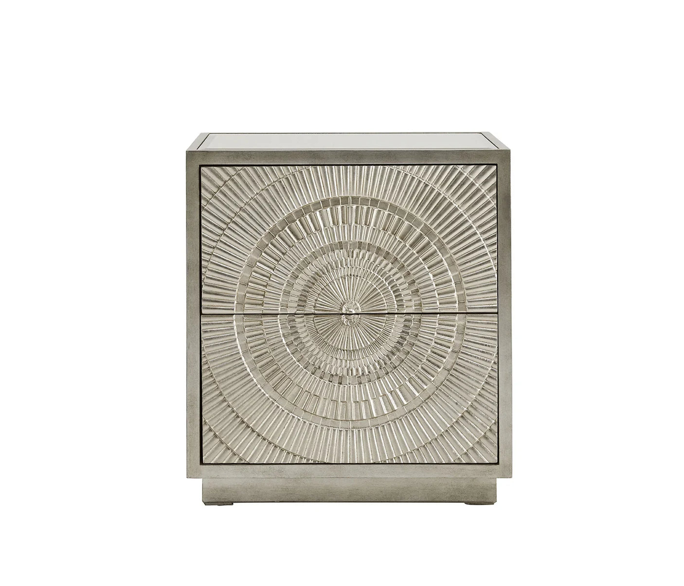 Frenso 2 Drawer Side Table-Silver