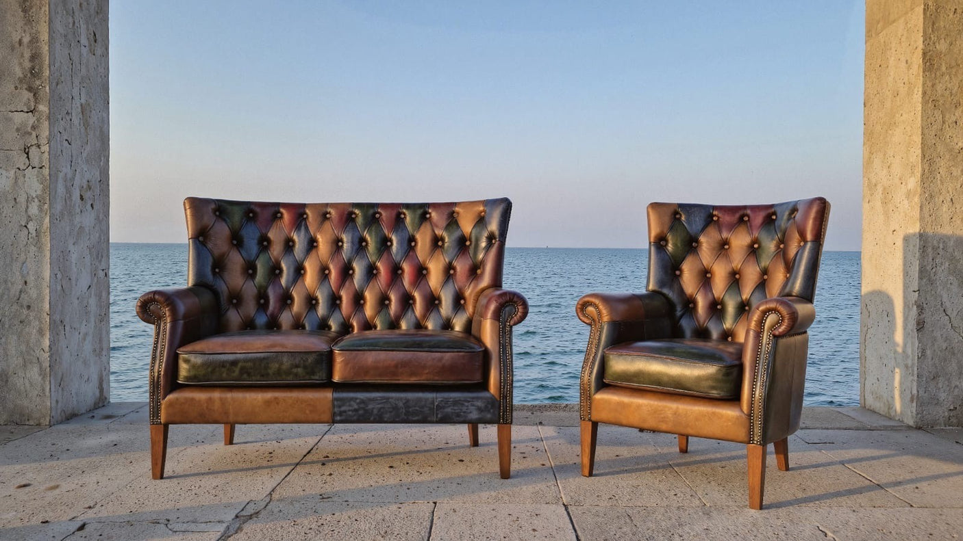 Bowes (Hexham) Rub-Off Leather Patchwork Armchair