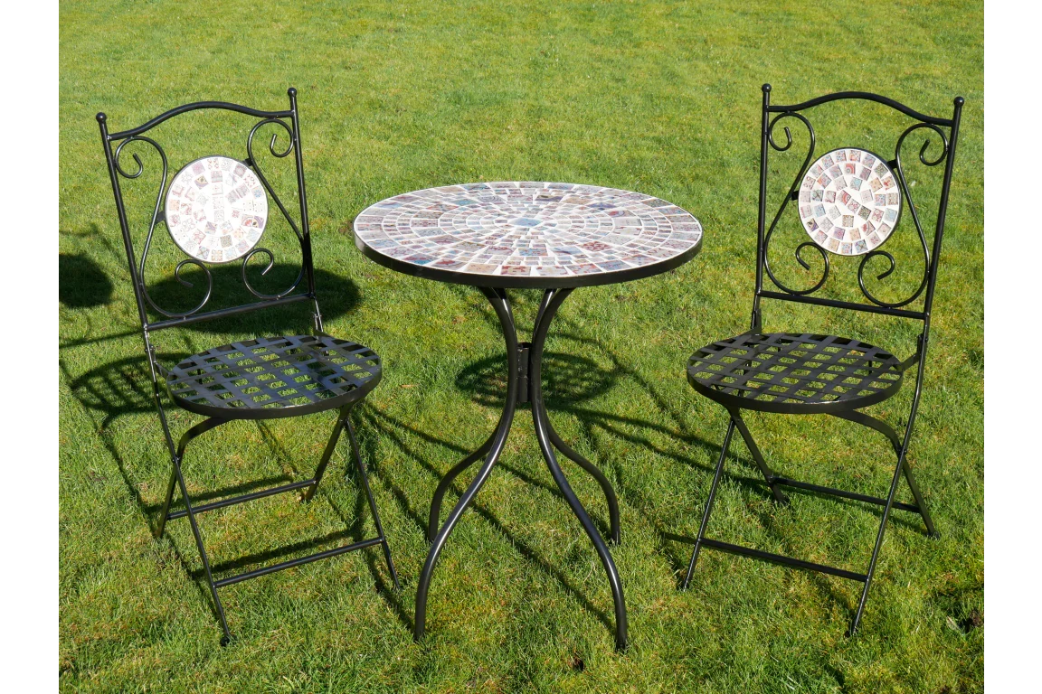 Mosaic Table & Two Chairs (T42) - 6674