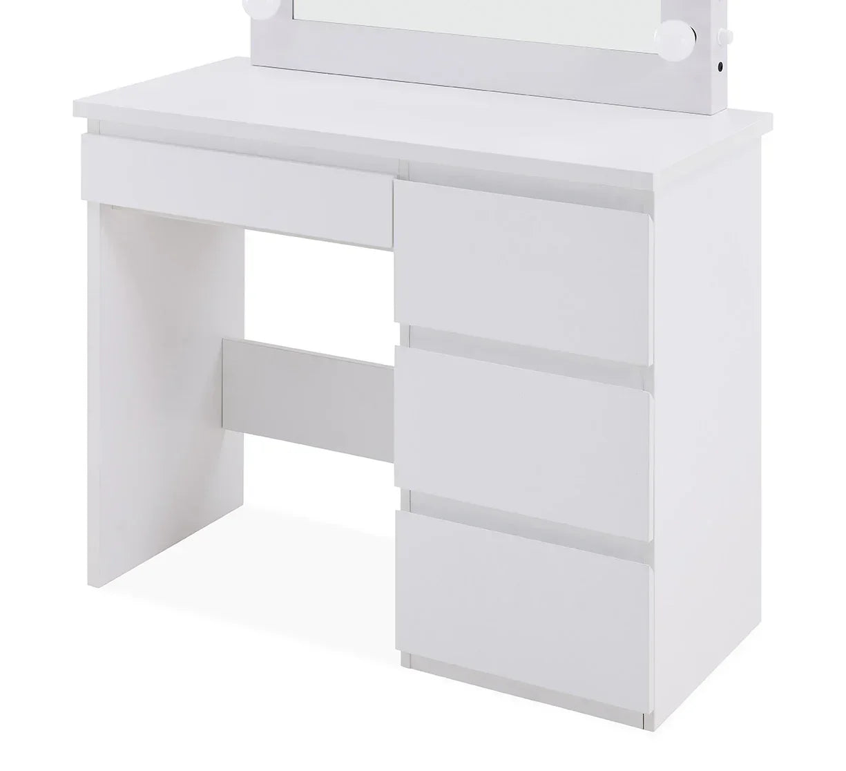 White dressing table with four drawers and a flat tabletop