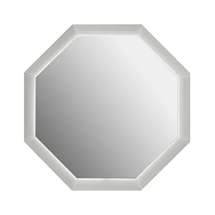 octagonal wall mirror with beveled edge and silver frame