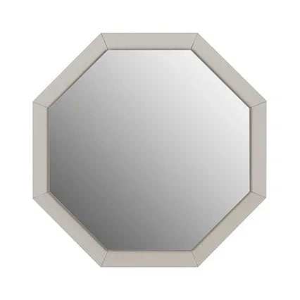 octagonal wall mirror with beveled edge and silver frame