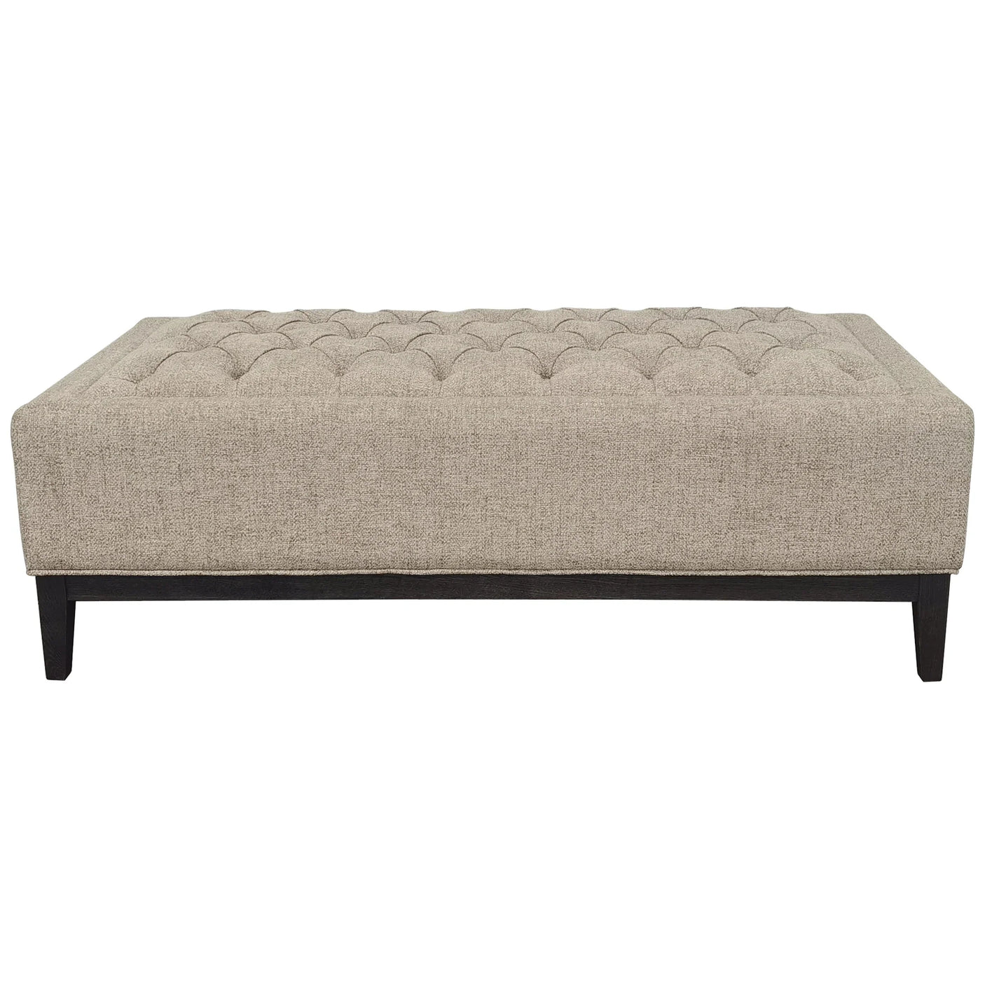 Dark taupe buttoned ottoman with wooden legs | Home Centre Direct UK