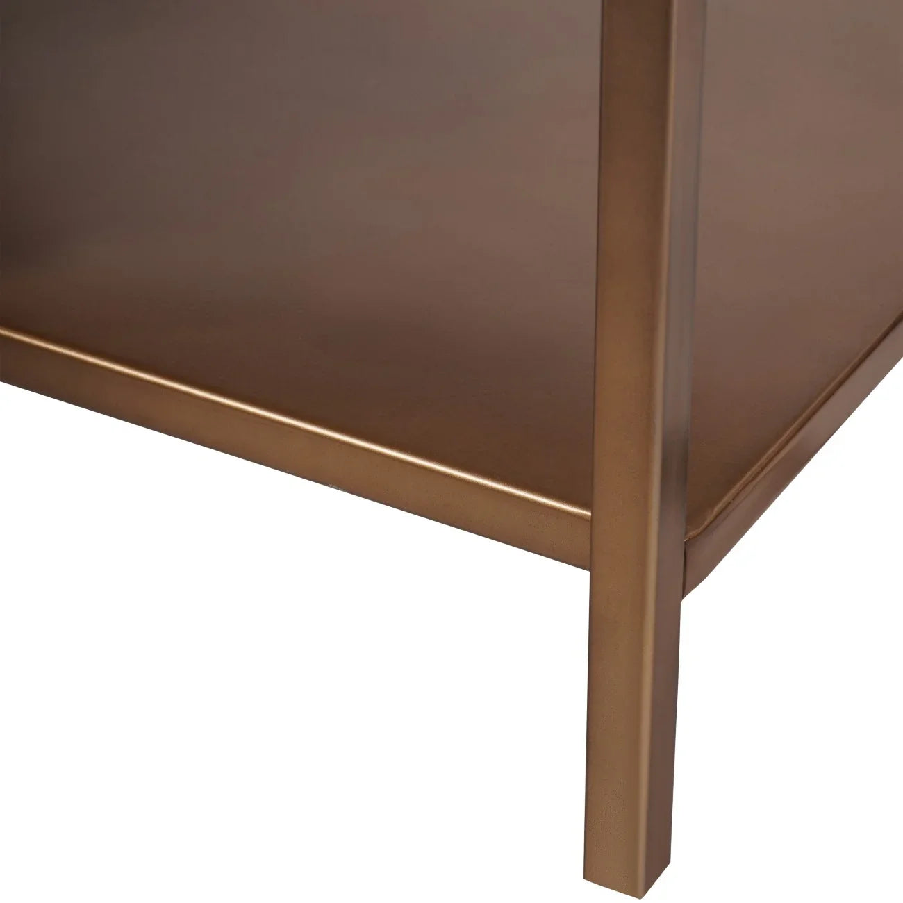 Brushed champagne table corner with sleek metallic finish