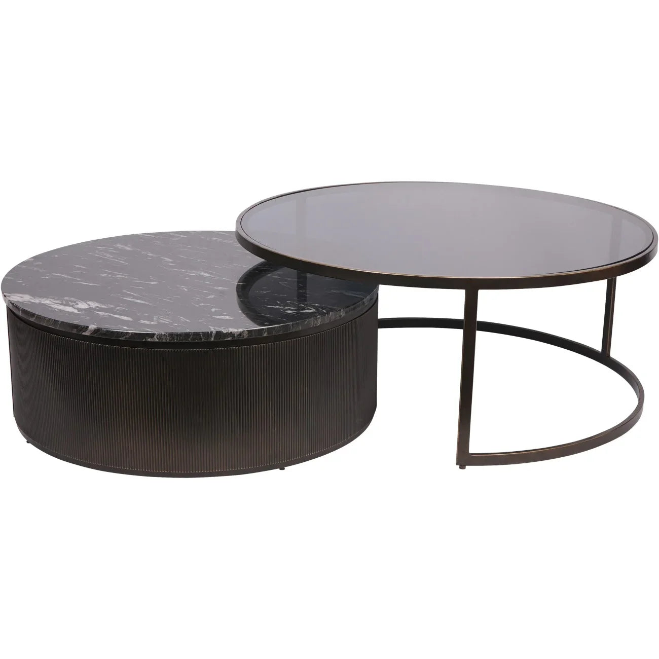 Black nesting coffee tables with marble and glass tops | Home Centre Direct UK