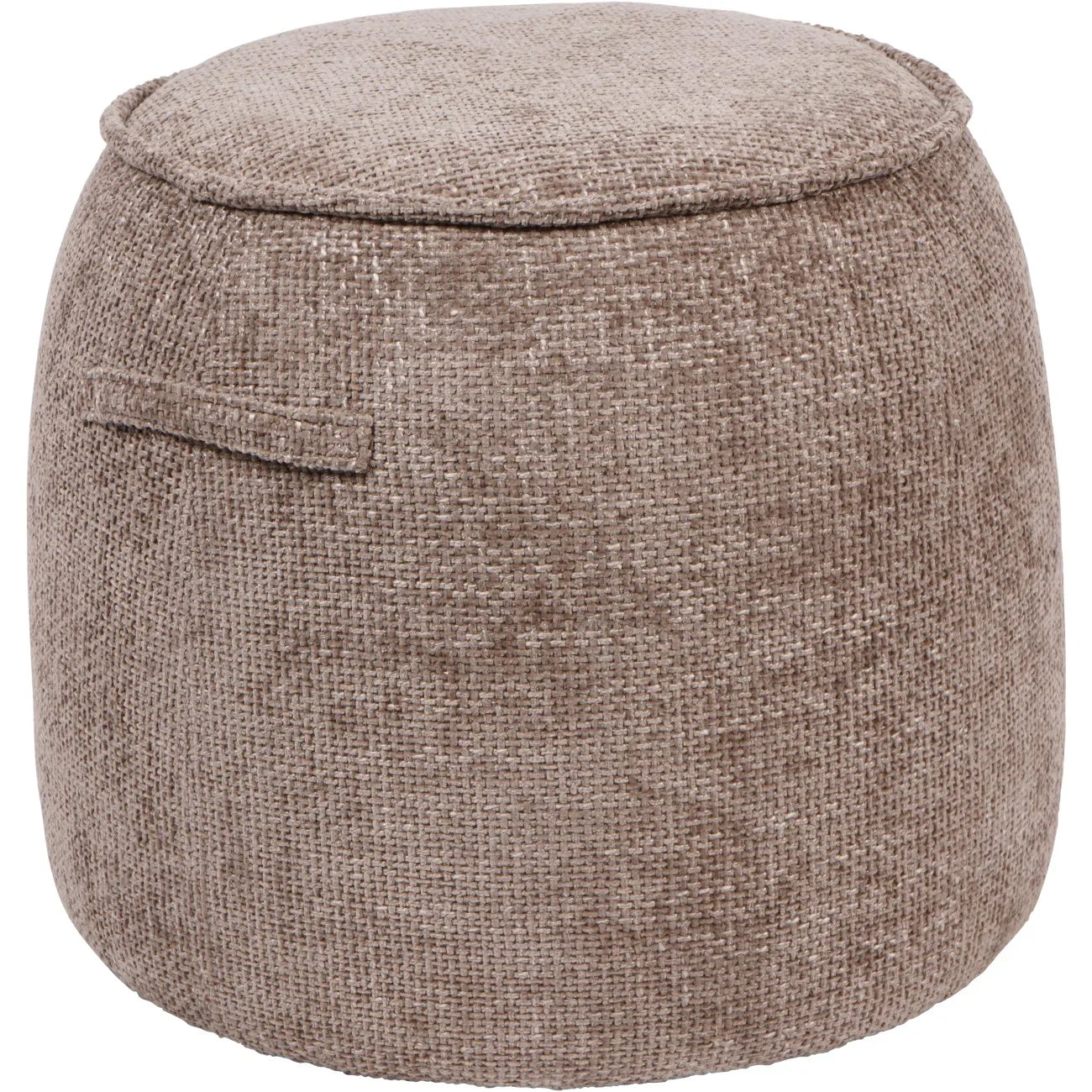 Brown textured fabric stool with subtle woven detail.