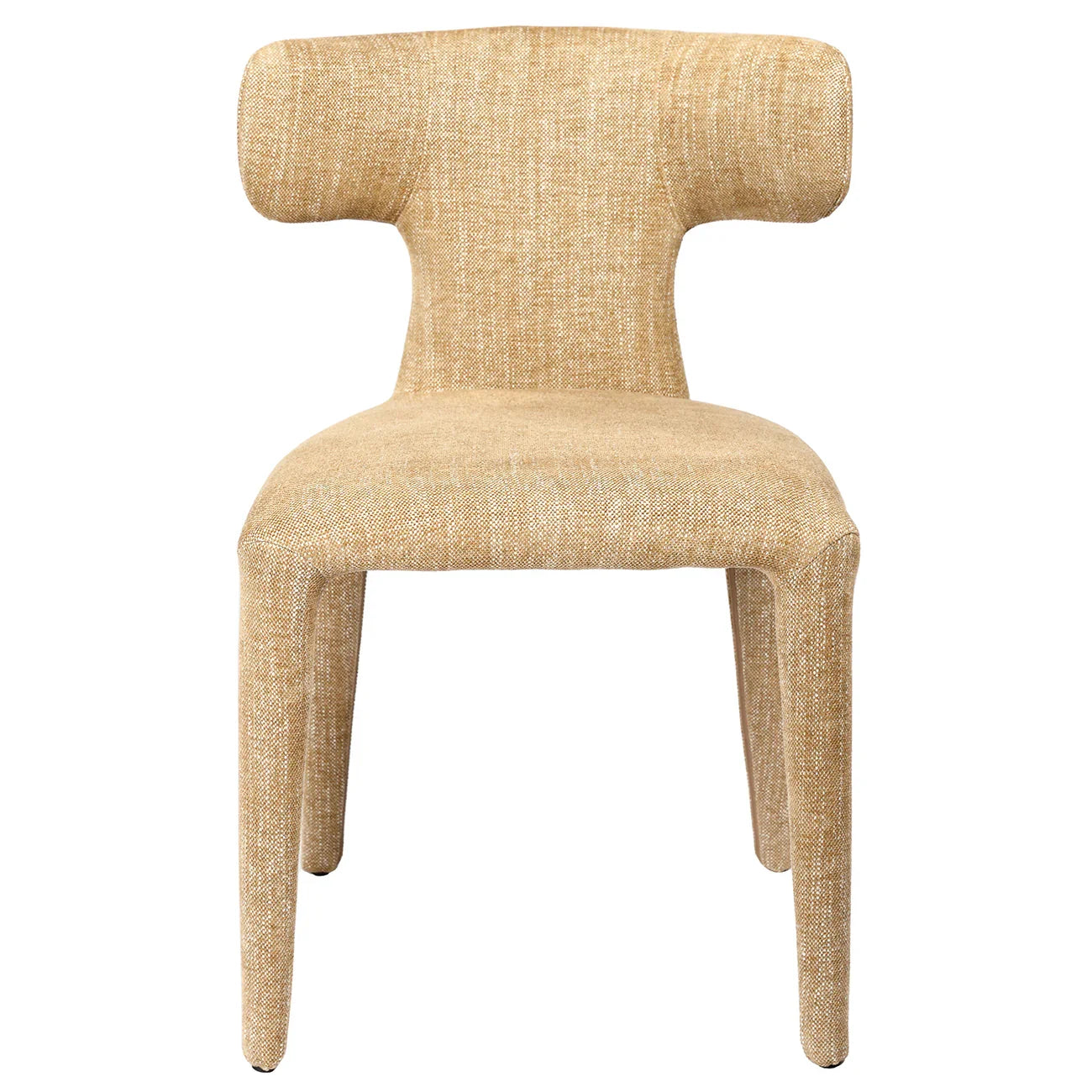Wheat-colored upholstered dining chair with curved backrest | Home Centre Direct UK