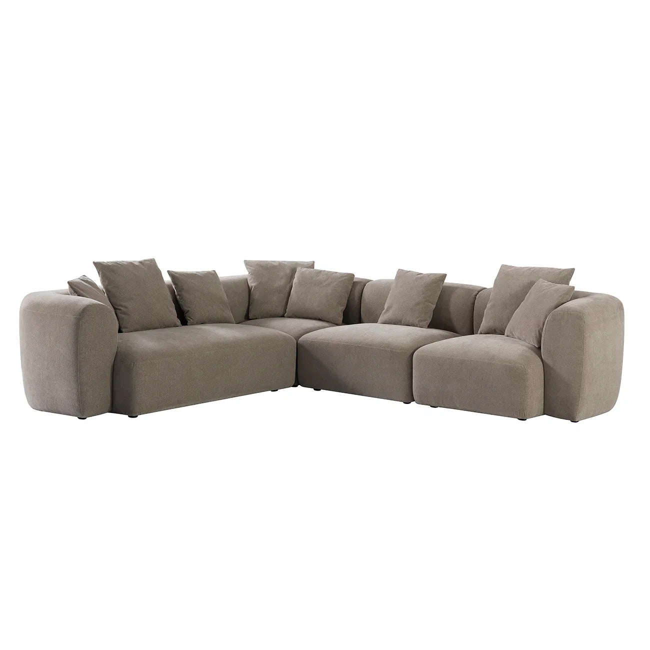 Beige fabric sectional sofa with ottoman and plush cushions | Home Centre Direct UK