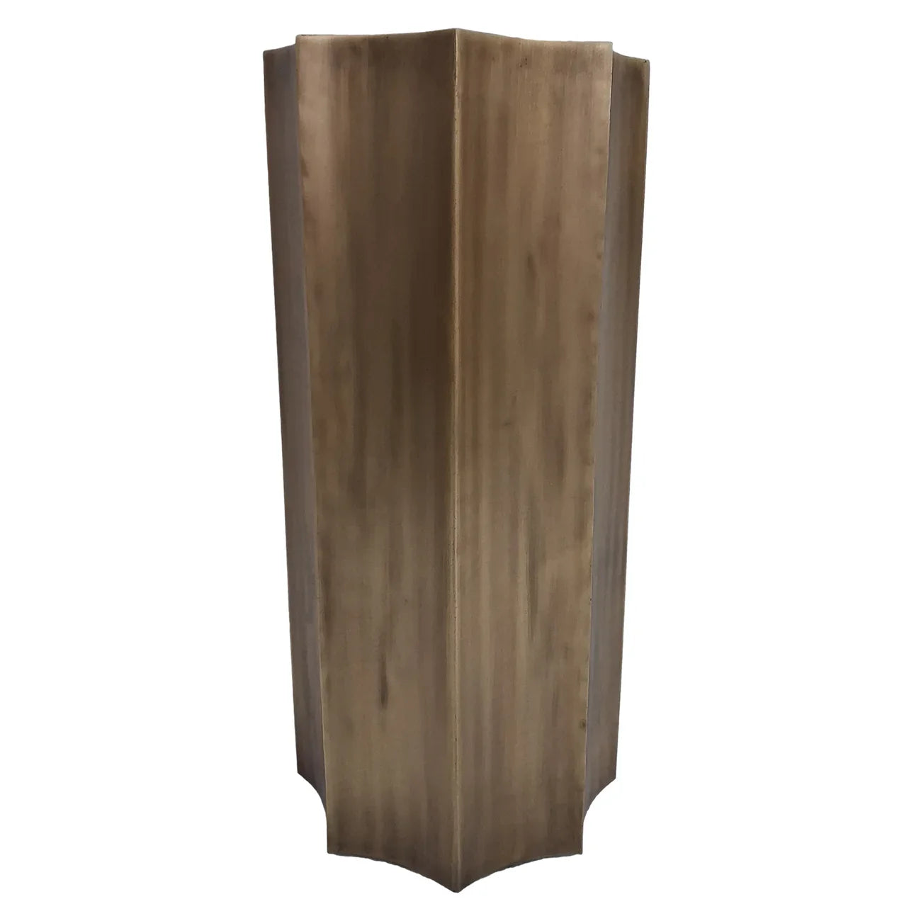 Antique brass pedestal with a smooth, angular design | Home Centre Direct UK