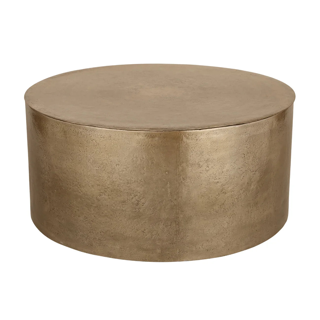 Gold metal drum coffee table with storage | Home Centre Direct UK