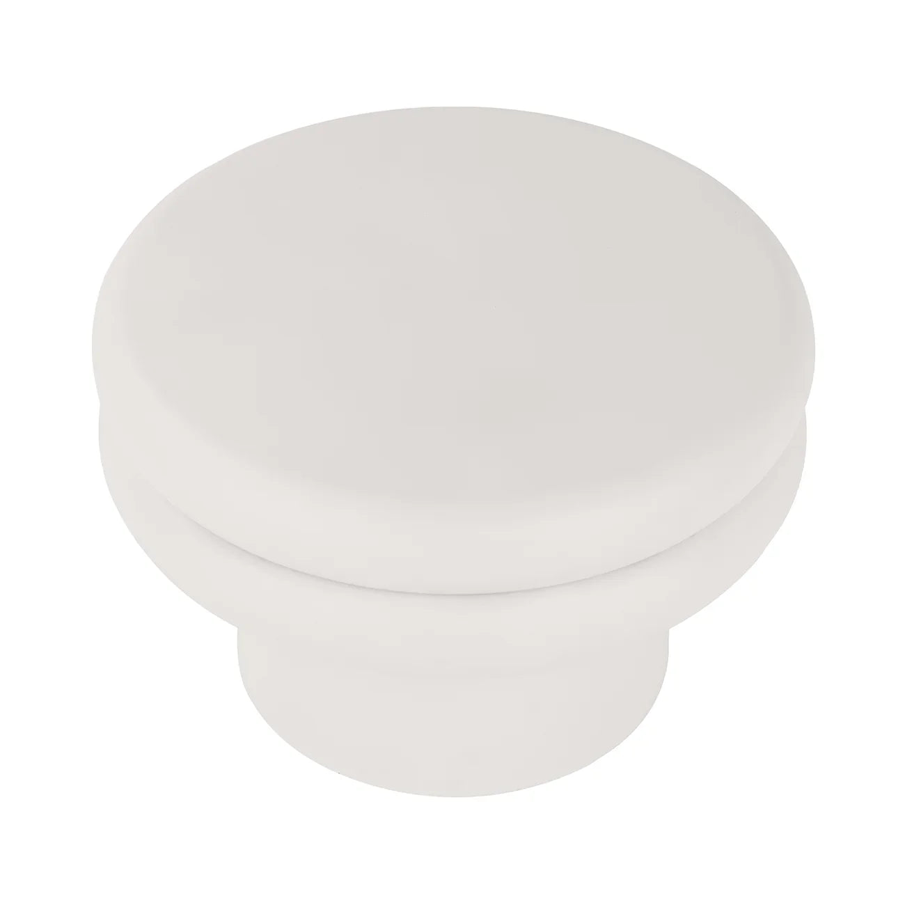 White round coffee table with smooth, minimalist design.