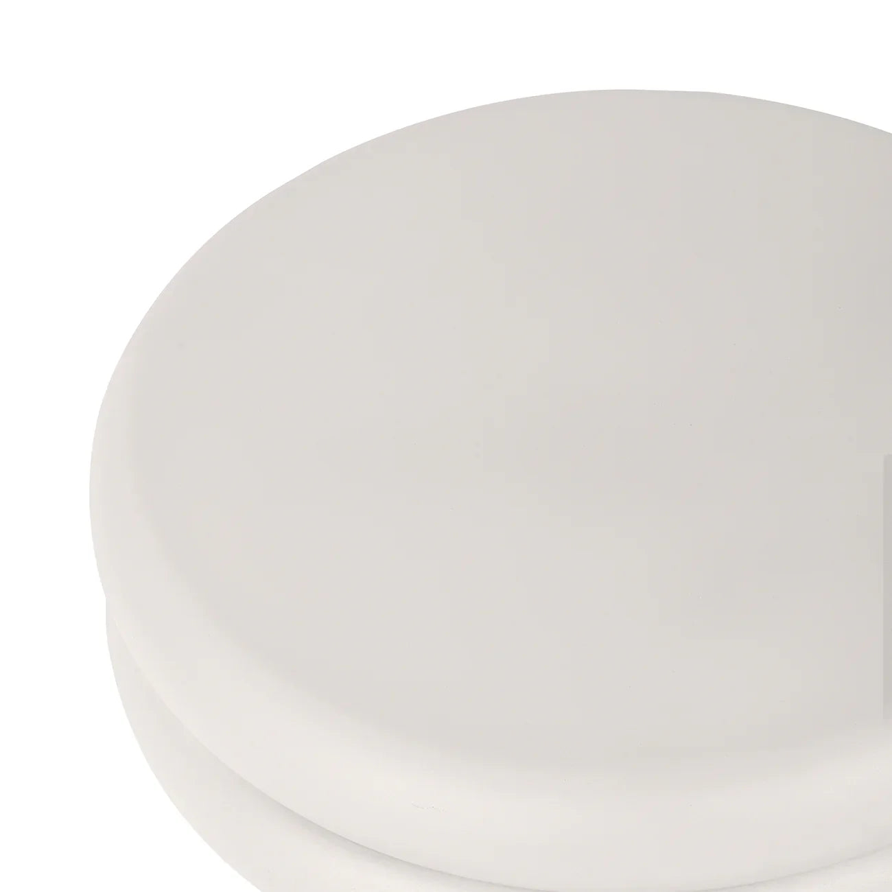 Smooth white tabletop with rounded edges and a sleek finish.